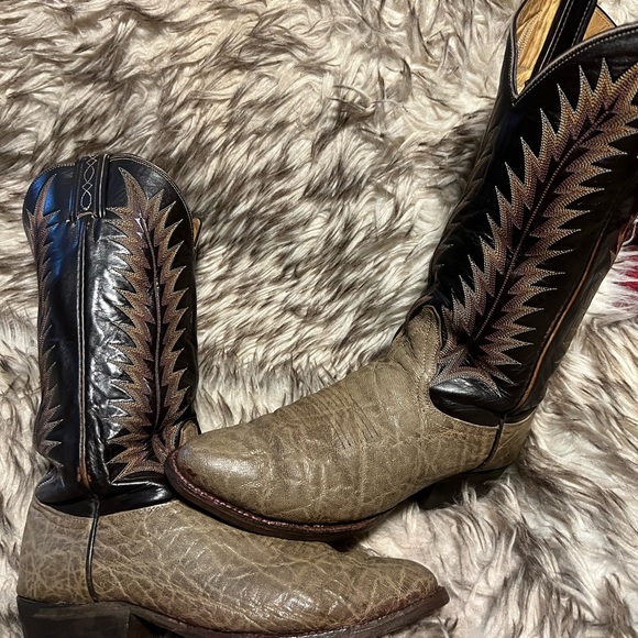 Men's TONY LAMA BLK LABEL ELEPHANT & LEATHER Western Boots GRAY-Sz 7.5 D